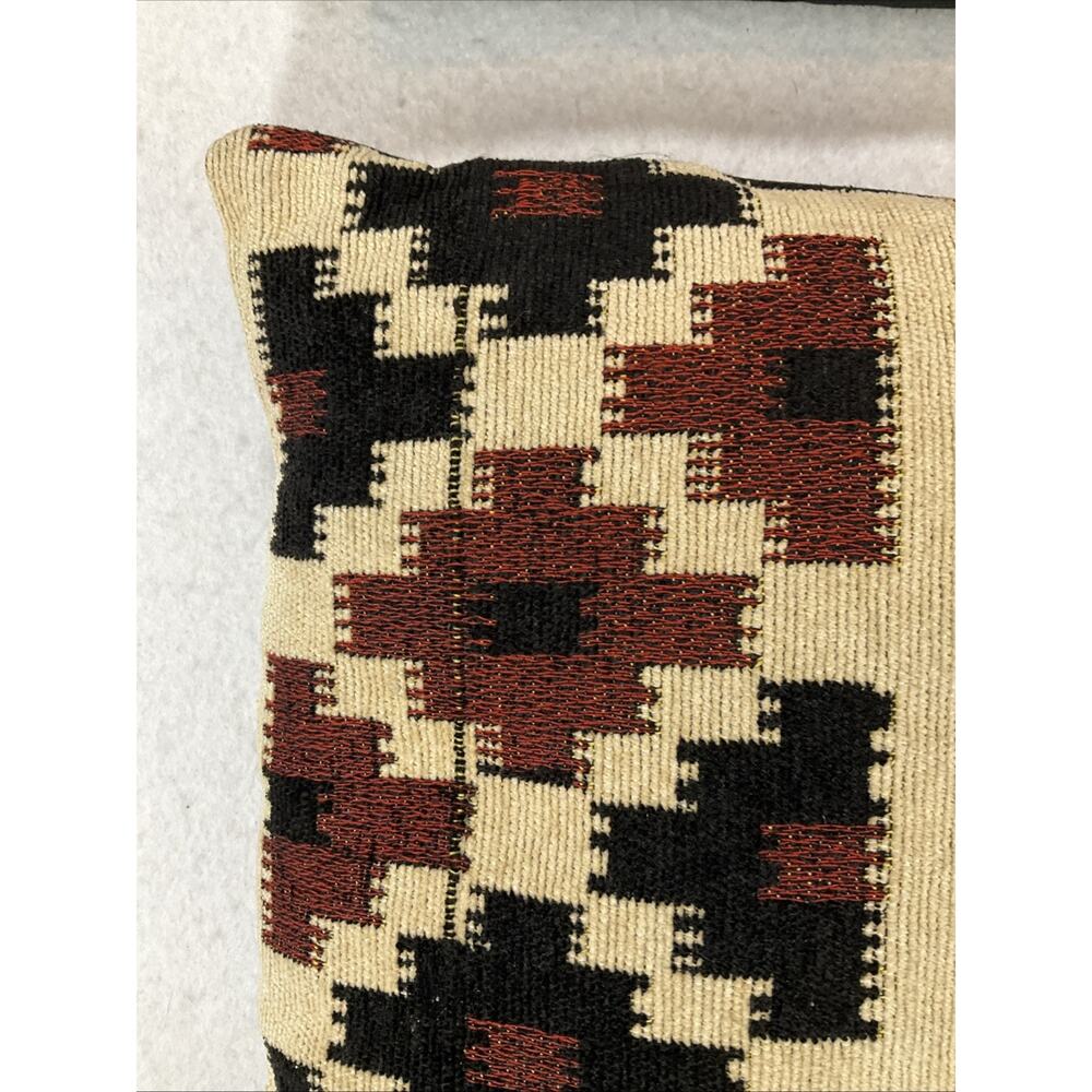 Tan Southwestern Geometric Kilim Style Throw Pillows Boho Set of 2- 19 x 12 in - Picture 2 of 12